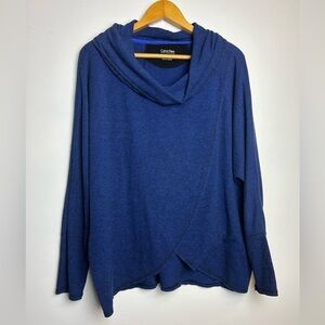 Calvin Klein Performance Thermal Blouse Top M Women Cowl Neck Tunic Stretch Soft